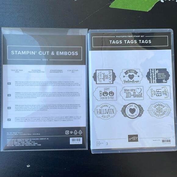 Stampin' Up! Tags Tags Tags Stamps with Trio of Tags Dies NEVER USED - Picture 1 of 4